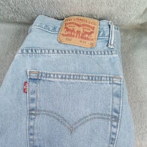 Levis 550 Relaxed Fit Mens Light Wash Blue Denim Jeans W34 L32 100% Cotton